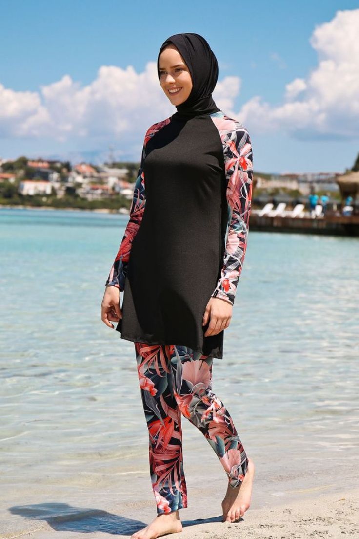 Burkini Femme Classique — noir floral