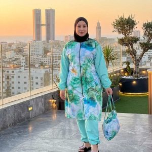 Burkini Femme Élégant Floral Turquoise