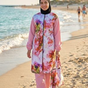 Burkini Femme Élégant Marbré Rose