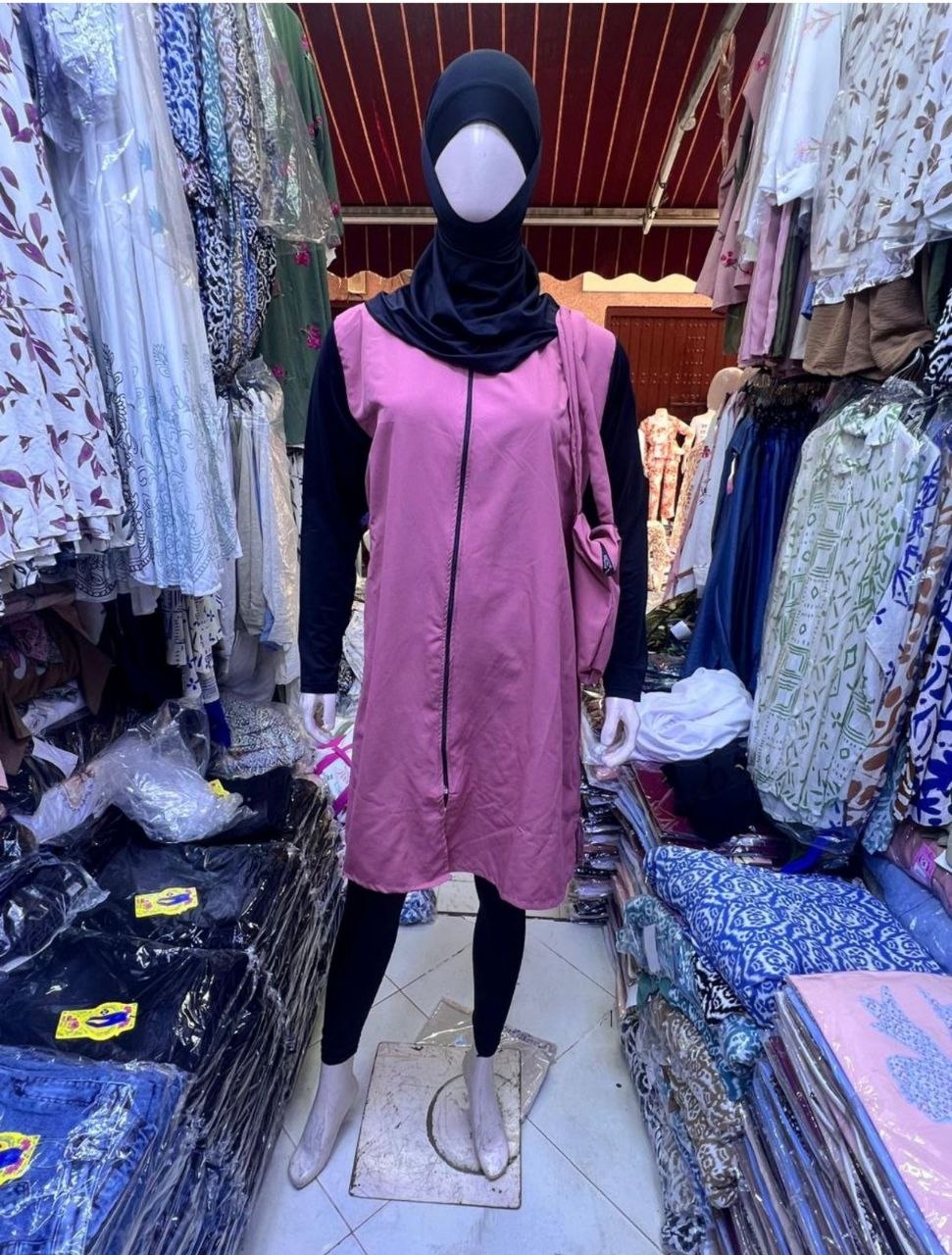 Burkini Femme Élégant Mauve Zippé