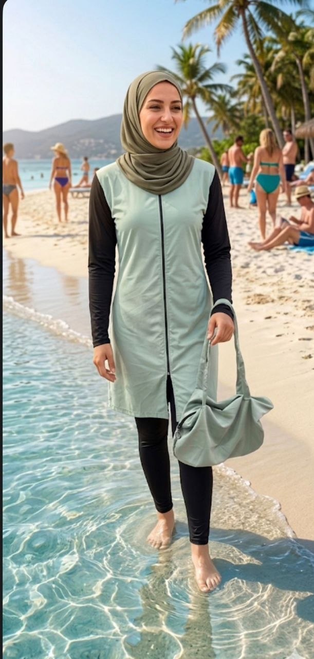 Burkini Femme Sport Bicolore Menthe