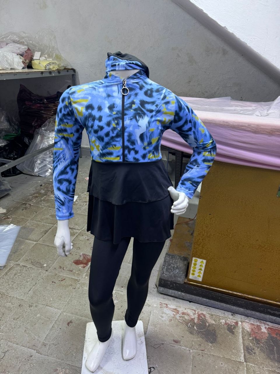 Burkini Femme Sport Léopard Bleu