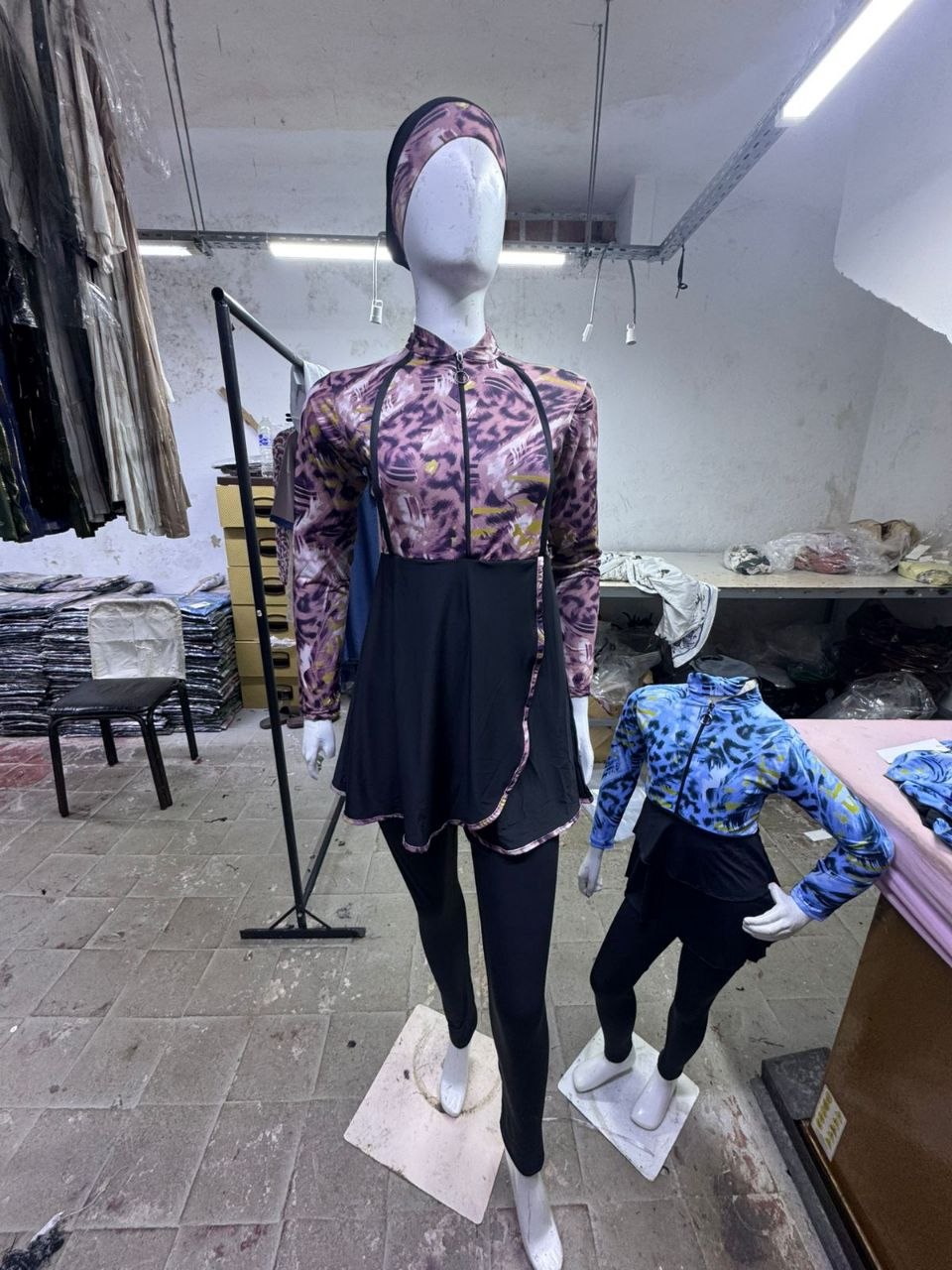 Burkini Femme Sport Léopard Mauve