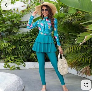 Burkini Femme Sport Tropical Émeraude