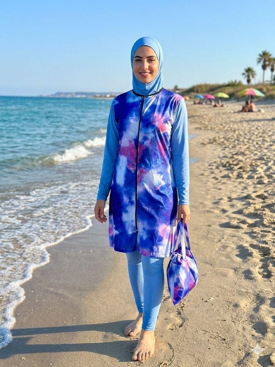 Burkini Femme Tie-Dye Bleu & Violet