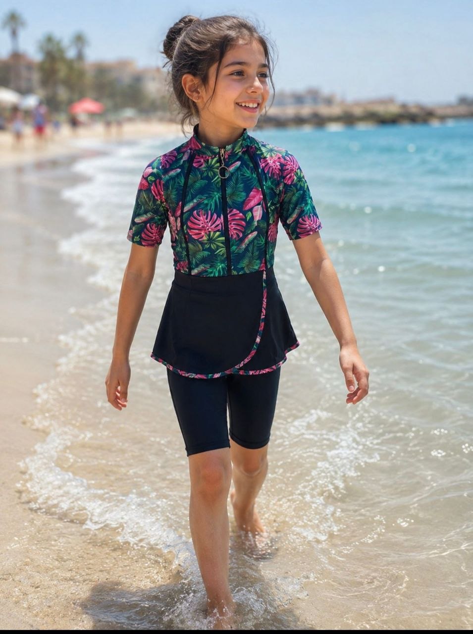 Burkini Fille Sport Tropical Rose